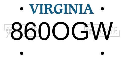 860OGW Virginia License Plate