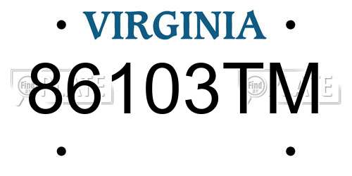 86103TM Virginia License Plate
