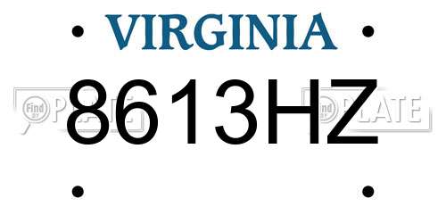 8613HZ Virginia License Plate