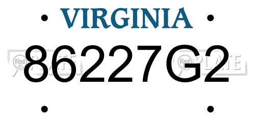 86227G2 Virginia License Plate