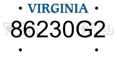 86230G2 Virginia License Plate