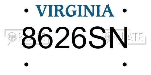 8626SN Virginia License Plate