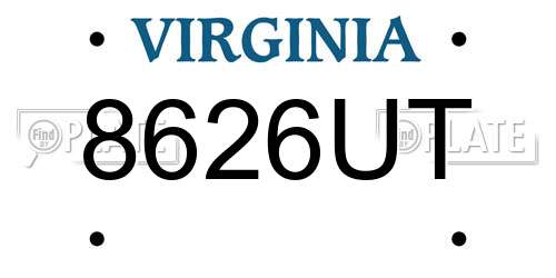 8626UT Virginia License Plate