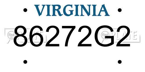 86272G2 Virginia License Plate