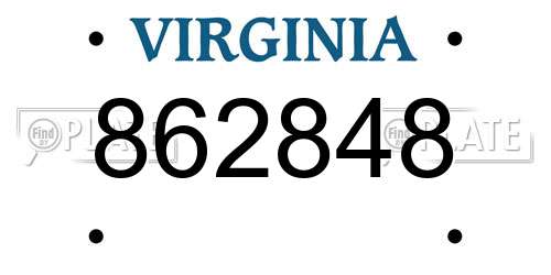862848 Virginia License Plate