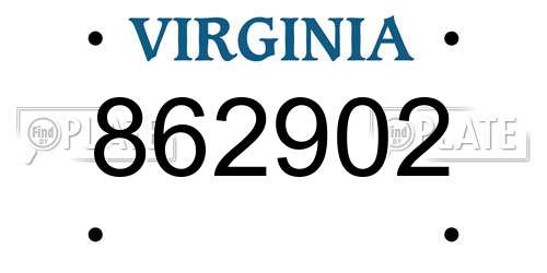 862902 Virginia License Plate