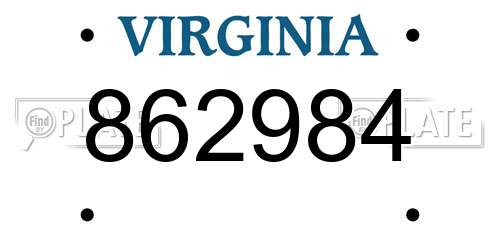 862984 Virginia License Plate