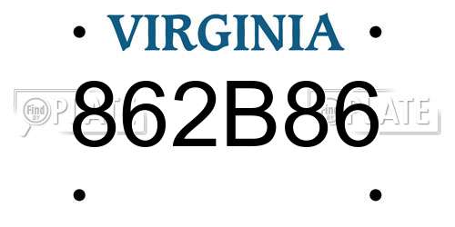 862B86 Virginia License Plate