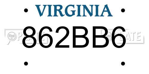 862BB6 Virginia License Plate