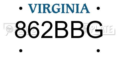 862BBG Virginia License Plate