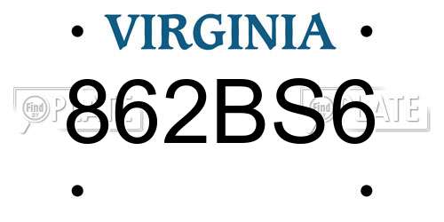 862BS6 Virginia License Plate