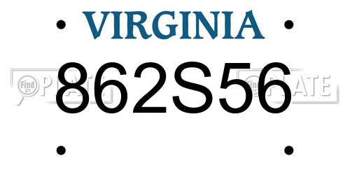 862S56 Virginia License Plate