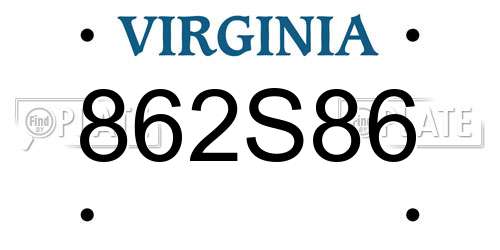 862S86 Virginia License Plate