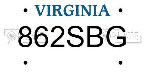 862SBG Virginia License Plate
