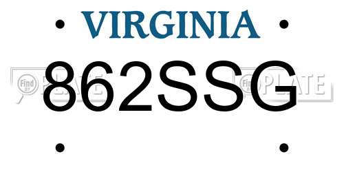 862SSG Virginia License Plate