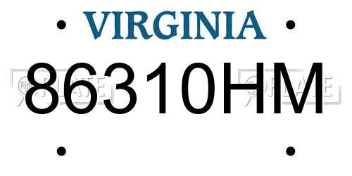 86310HM Virginia License Plate
