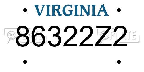 86322Z2 Virginia License Plate