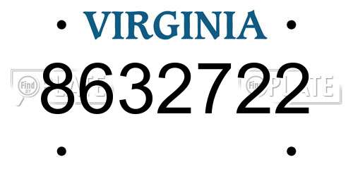 8632722 Virginia License Plate