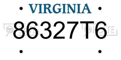 86327T6 Virginia License Plate