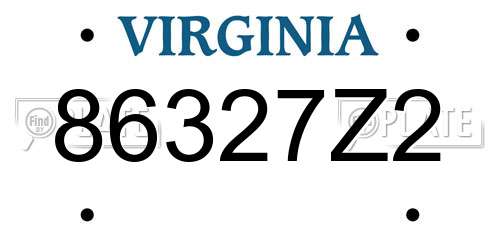 86327Z2 Virginia License Plate
