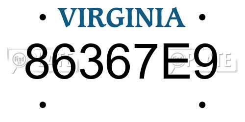 86367E9 Virginia License Plate