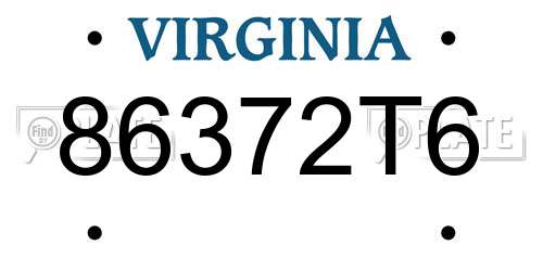 86372T6 Virginia License Plate