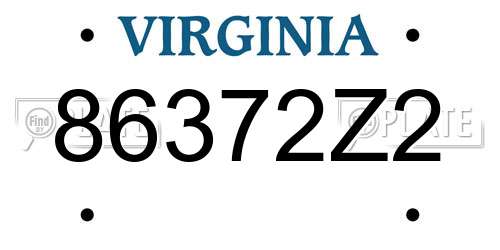 86372Z2 Virginia License Plate