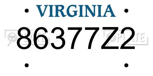 86377Z2 Virginia License Plate