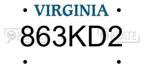863KD2 Virginia License Plate