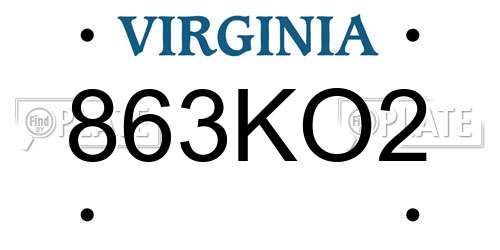 863KO2 Virginia License Plate