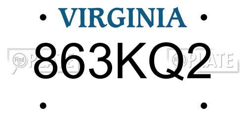 863KQ2 Virginia License Plate