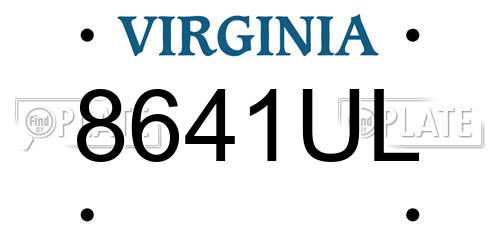 8641UL Virginia License Plate