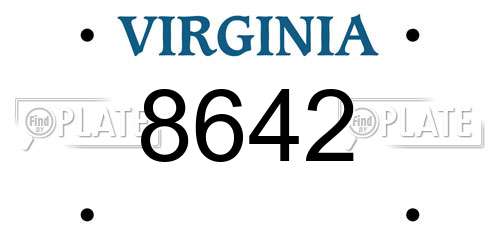8642 Virginia License Plate