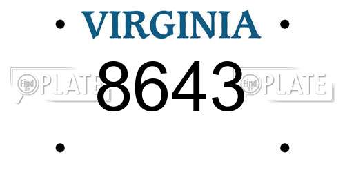 8643 Virginia License Plate