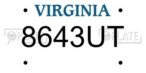 8643UT Virginia License Plate