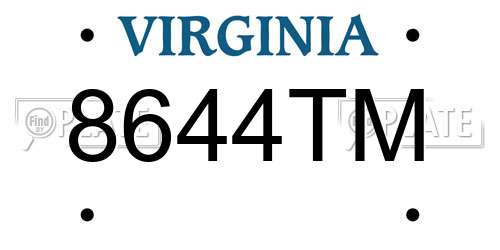 8644TM Virginia License Plate