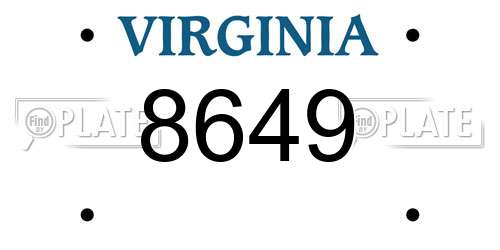 8649 Virginia License Plate