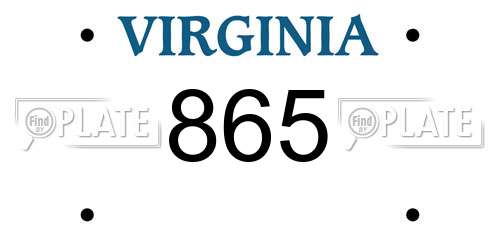 865 Virginia License Plate