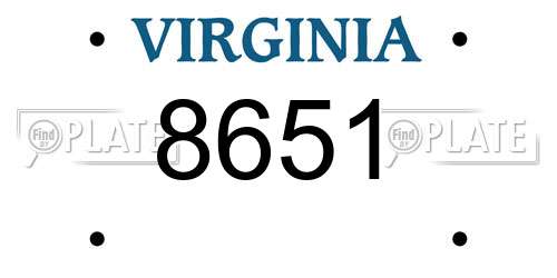 8651 Virginia License Plate