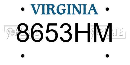8653HM Virginia License Plate