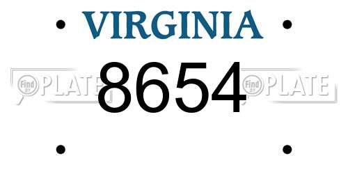 8654 Virginia License Plate