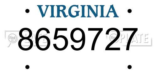 8659727 Virginia License Plate