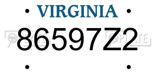 86597Z2 Virginia License Plate