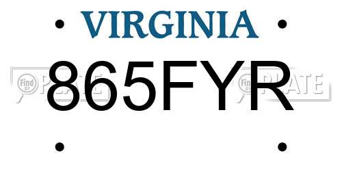 865FYR Virginia License Plate