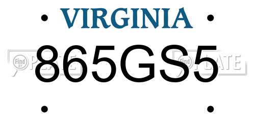 865GS5 Virginia License Plate