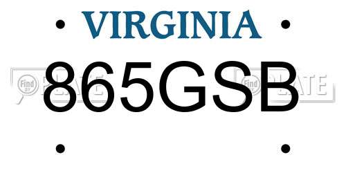 865GSB Virginia License Plate