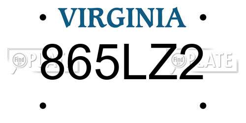 865LZ2 Virginia License Plate