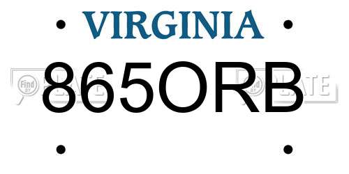 865ORB Virginia License Plate