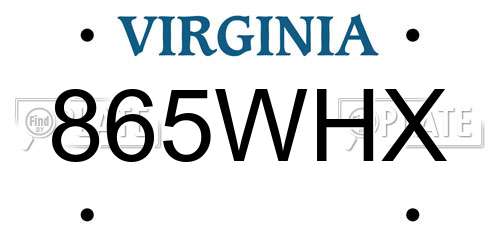 865WHX Virginia License Plate