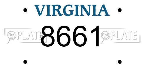 8661 Virginia License Plate
